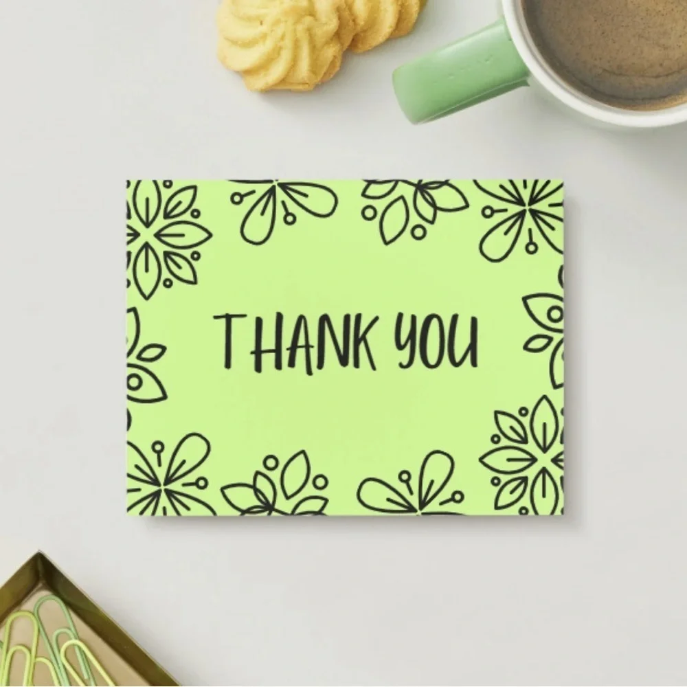 Set of 10 Lime Thank You Postcards